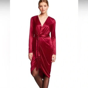 Altuzarra for target women’s Long sleeve deep V- Neck wrap dress in Red